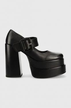 Γυναικεία Χαμηλά τακούνια Δερμάτινα γοβάκια Steve Madden χρώμα: μαύρο