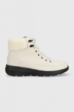 Γυναικεία Μποτάκια Σουέτ παπούτσια Skechers άσπρο