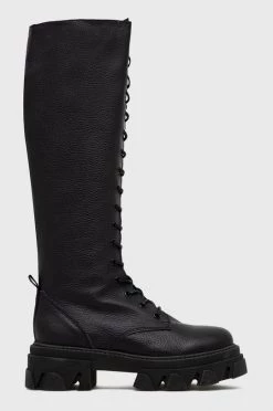 Γυναικεία Μπότες Δερμάτινες μπότες Steve Madden γυναικεία, χρώμα: μαύρο