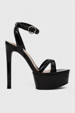 Γυναικεία Πέδιλα με τακούνι Σανδάλια Steve Madden χρώμα: μαύρο